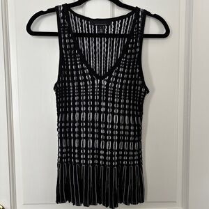 WHBM Black and White Sleeveless Top